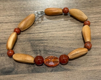Pine Nut Bracelet with Glass Beads