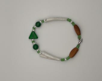 Pine Nut Bracelet with Dentilium Shells and Glass Beads