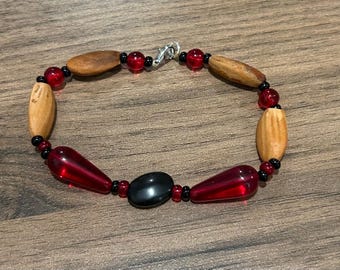 Pine Nut Bracelet with Glass Beads