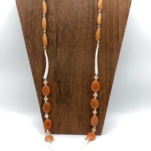 Single Strand Pine Nut Lanyard with Dentilium Shells and Glass Beads