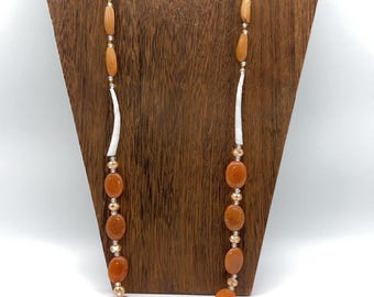 Single Strand Pine Nut Lanyard with Dentilium Shells and Glass Beads