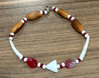 Pine Nut Bracelet with Dentilium Shells and Glass Beads
