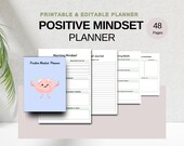 Positive Mindset Planner | Printable and Editable Canva Template | Daily Affirmations, Goal Setting Organizer, Digital Download
