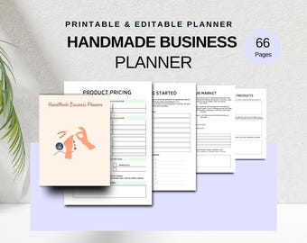 Handmade Business Planner | Printable and Editable Canva Template | Business Organization & Growth Tracker, Digital Download