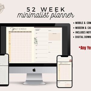 Minimalist Digital Planner | 52 Week Planner | Daily, Weekly & Monthly Planner | Digital Planner | iPad Planner | GoodNotes Planner