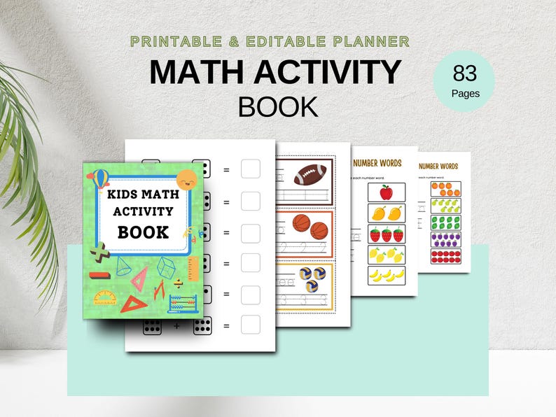 Math Activity Book for Kids | Printable & Editable Canva Template | Fun ...