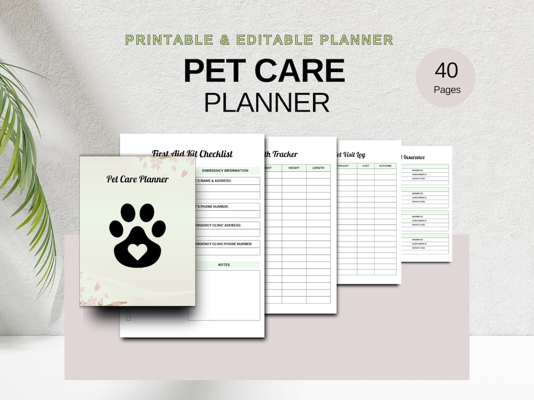 Pet Care Planner | Printable and Editable Canva Template | Daily Pet ...