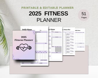 2025 Fitness Planner | Editable Canva & Printable PDF | Workout Tracker, Meal Planner, Goal Setting, Progress Tracker