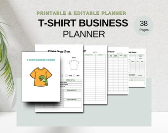T-Shirt Business Planner | Printable and Editable Canva Template | Business Plan, Design Tracker & Sales Organizer, Digital Download
