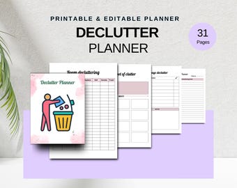 Opruimplanner | Afdrukbare en bewerkbare canvassjabloon | Organiseer je huis en leven, digitale download
