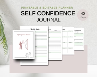 Self Confidence Journal | Printable and Editable Canva Template | Daily Confidence Boosters, Self- Personal Growth Tracker, Digital Download
