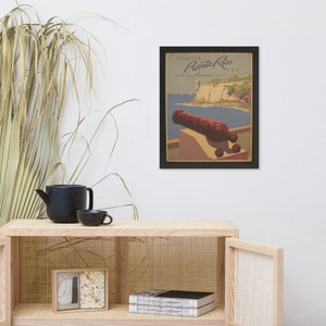 Puerto Rico Vintage Travel Postcard Framed poster