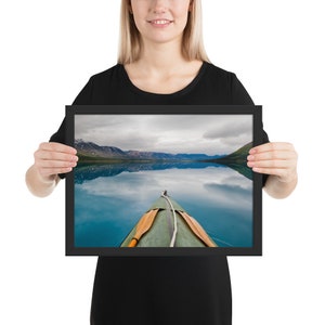 Kayak on Calm Lake Framed Travel Poster