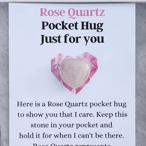 Valentine's Pocket Hug, Pocket Hug Card, Rose Quartz, Token, Gift  for Her, for Him, Love Gift, Mom, Sister, Friend, Long distance Anxiety