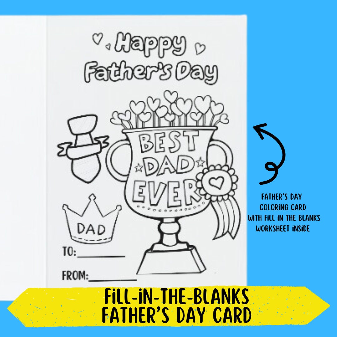Printable Fathers Day Coloring Card, Printable Fathers Day Card to ...