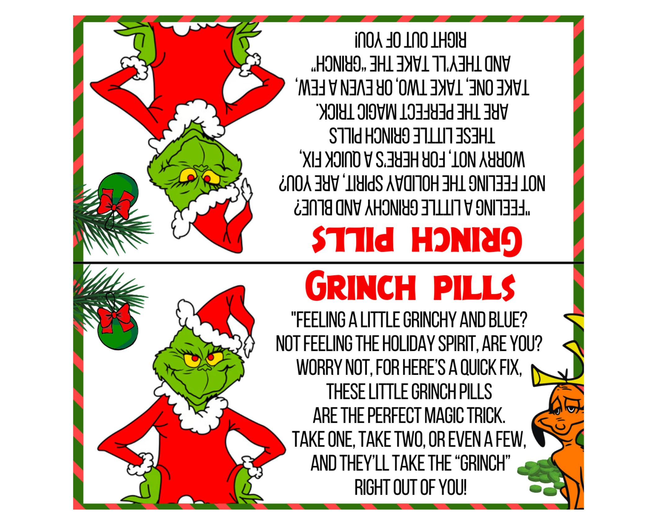 Grinch Pills Printable, Grinch Pills Card, Grinch Pills Bag Topper ...
