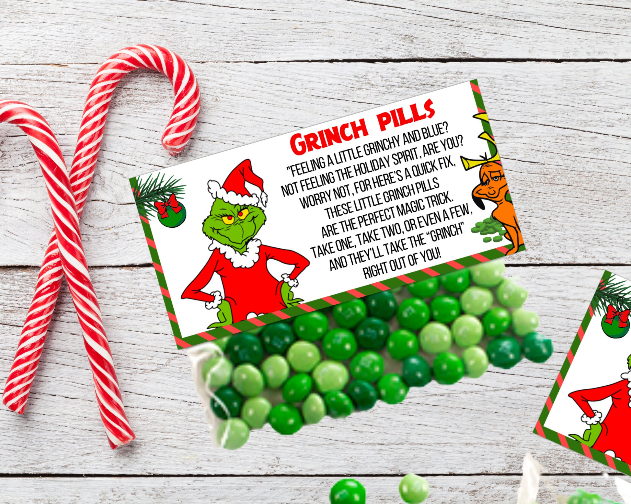 Grinch Pills Printable, Grinch Pills Card, Grinch Pills Bag Topper