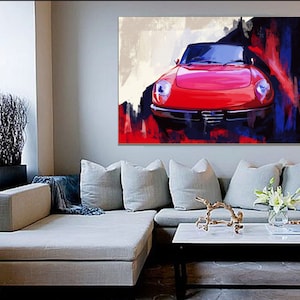 Alfa Romeo Spider art print, automotive art print, Canvas Alfa Print, teen room decor, canvas print, Automotive painting, custom car art