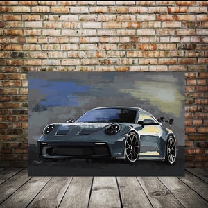 Porsche GT3 Canvas painting, Automotive painting, Race car artwork, Car enthusiast, man cave garage decor, husband gift ideas, Porsche gifts