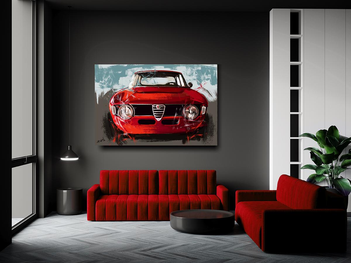 Alfa Romeo GTV Art Print, Automotive Art Print, Canvas Alfa Romeo