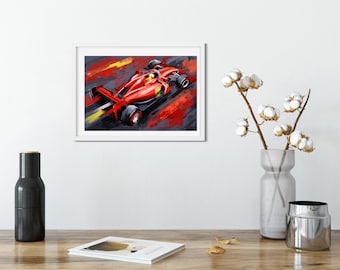 Magic Canvas Art - Cuadros De Fórmula 1 Coche Motorsport F1 Ferrari, Lienzo De 1 Pieza, Impresión Artística De Alta Calidad, Moderno Mural, Diseño De Pared, Tamaño: 90 X 60 Cm