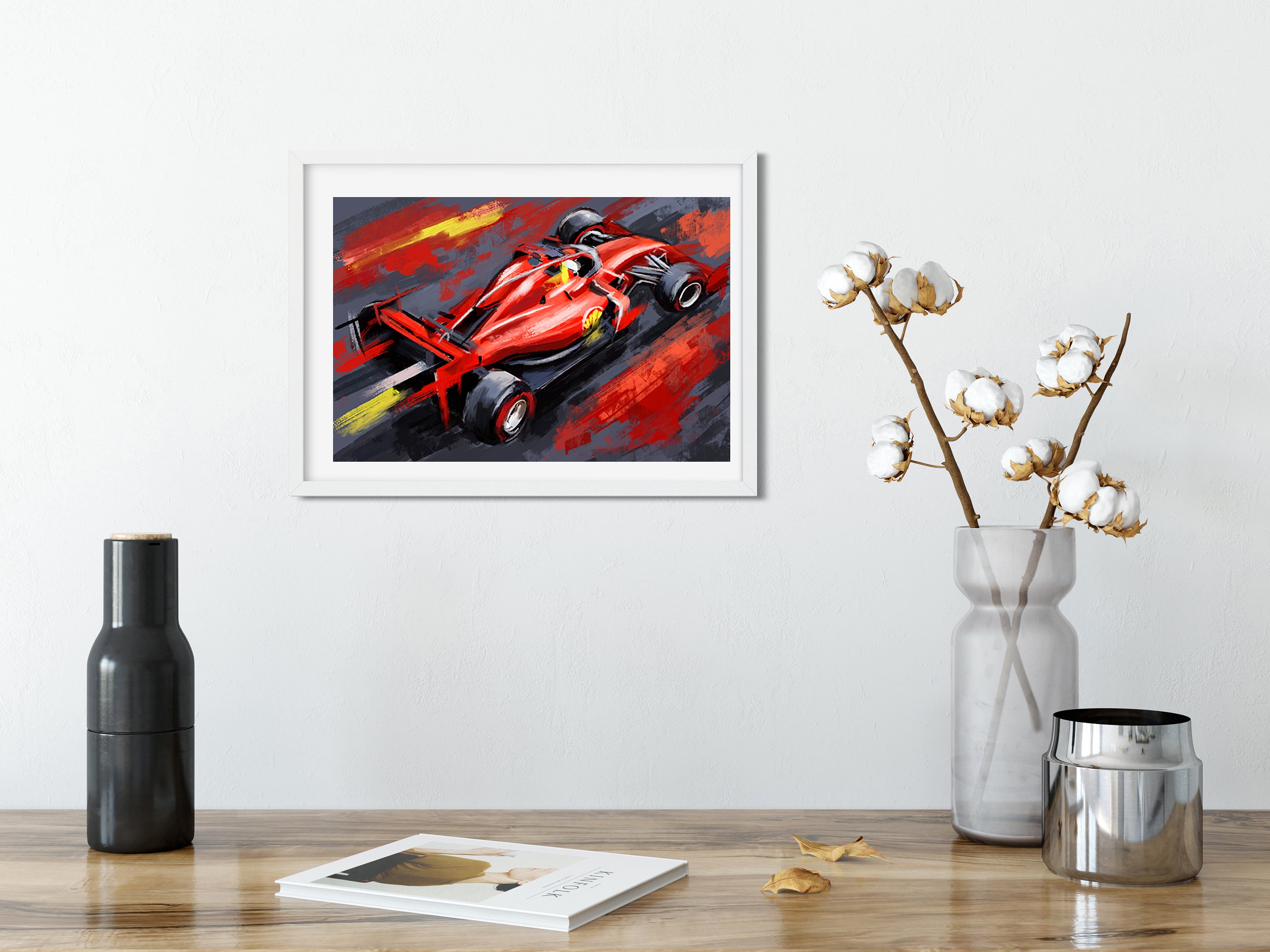Ferrari F1, stampa su tela di auto da corsa, arte murale, A0 91x61cm (36x24in