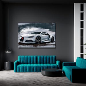 Bugatti automotive art, car painting, Car enthusiast art, race car art, man cave garage decor, husband gift ideas, custom car art, boyfriend