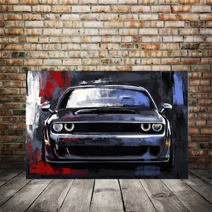 Challenger art print, Dodge artwork, Car enthusiast art, race car art, man cave garage decor, husband gift ideas, widebody art