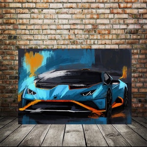 Lamborghini Huracan STO, Automotive decor, Lambo Canvas print, car enthusiast art decor, man cave, garage canvas art, Birthday gift for guy