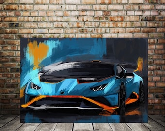 Lamborghini Huracan STO, Automotive decor, Lambo Canvas print, car enthusiast art decor, man cave, garage canvas art, Birthday gift for guy