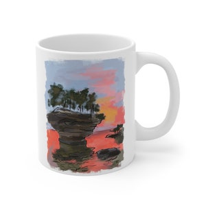 Turnip rock Michigan Mug 11oz,  Watercolor nature mug, Michigan pictured rock art, Favorite coffee mug, Michigander coffee mug gift