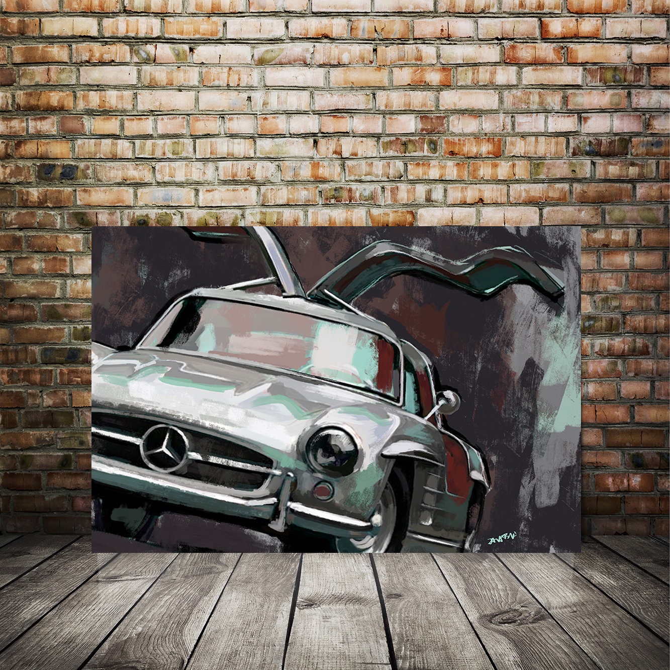 Mercedes 300SL Gullwing Art Print | Classic Automotive Canvas