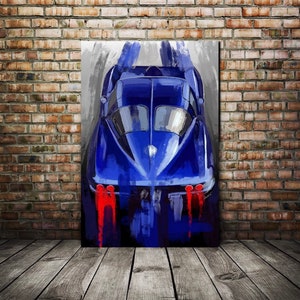 Chevy Stingray Corvette art print,  original corvette, Car enthusiast art, man cave garage decor, husband gift ideas, classic car art