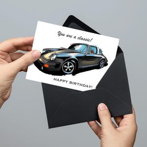 Du bist eine klassische Geburtstagskarte, individuelle Geburtstagskarte, Porsche Dankeschön-Karte, Porsche Targa Kunstdruck, Geburtstagskartenset, Persönliche Karten