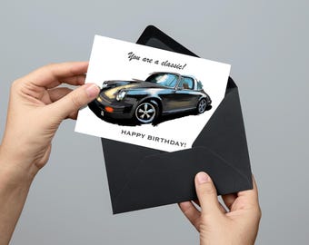 You are a classic birthday card, custom birthday card, Porsche thank you card, Porsche targa art print, birthday card set, Personal cards