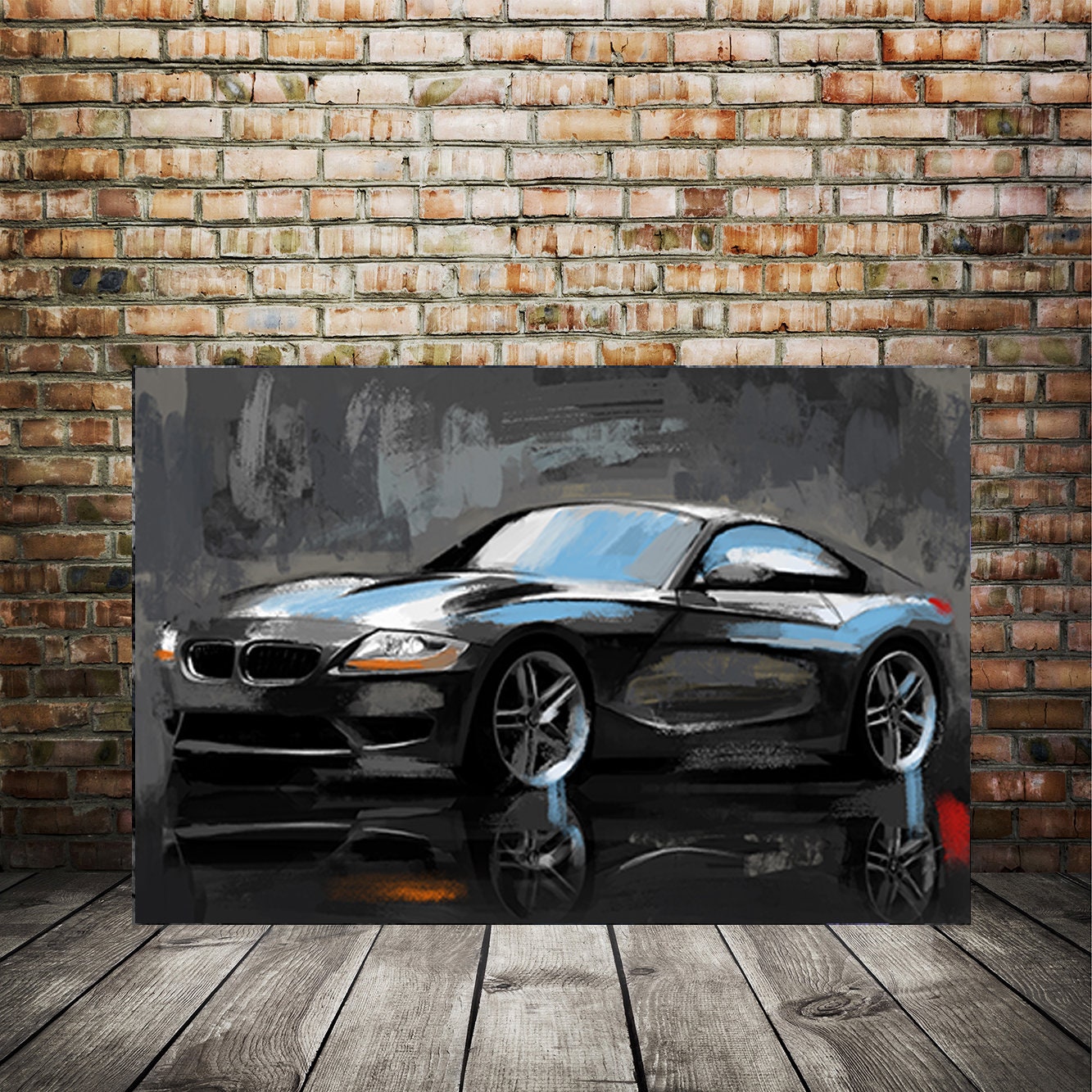 BMW automotive canvas print, BMW Z4 painting, Auto Enthusiast Art, Automotive Illustration, Sports car art, car culture decor, BMW art print