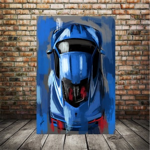 Stampa artistica della Corvette C8, opera d'arte della Chevy C8, arte per appassionati di auto, arte delle auto da corsa, decorazione del garage per uomini, idee regalo per marito, regalo di anniversario