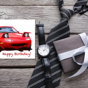 Cartão de aniversário Mazda Miata 1995, cartão de agradecimento Miata, impressão artística Mazda Miata, conjunto de cartões de aniversário, cartões pessoais, cartões de carro favoritos