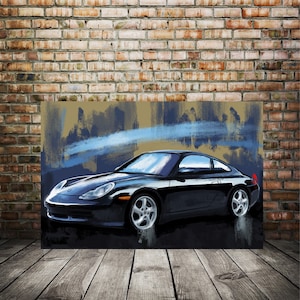 Automotive painting art, Porsche carrera 911 canvas, car enthusiasts decor, Motorsports canvas print, mechanic themed decor, car dealership