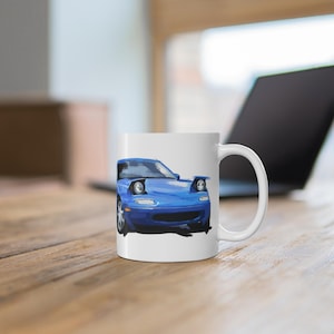 Blue Mazda Miata Coffee Mug 11oz - Perfect Gift for Car Enthusiasts, Retro Car Lover Coffee Cup, Vehicle Inspired Ceramic Mug, Collectible