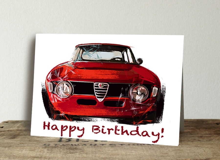 Custom Alfa Romeo Birthday Card, Classic Car Greeting Card