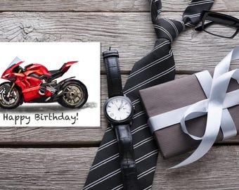Motorcycle custom birthday card, Ducati thank you card, Bike cards set, art print, birthday card set, Personal cards, unique custom card
