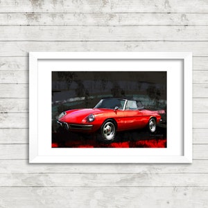 Alfa Romeo Spider art print, automotive art print, Canvas Alfa Print, teen room decor, canvas print, Automotive painting, custom car art