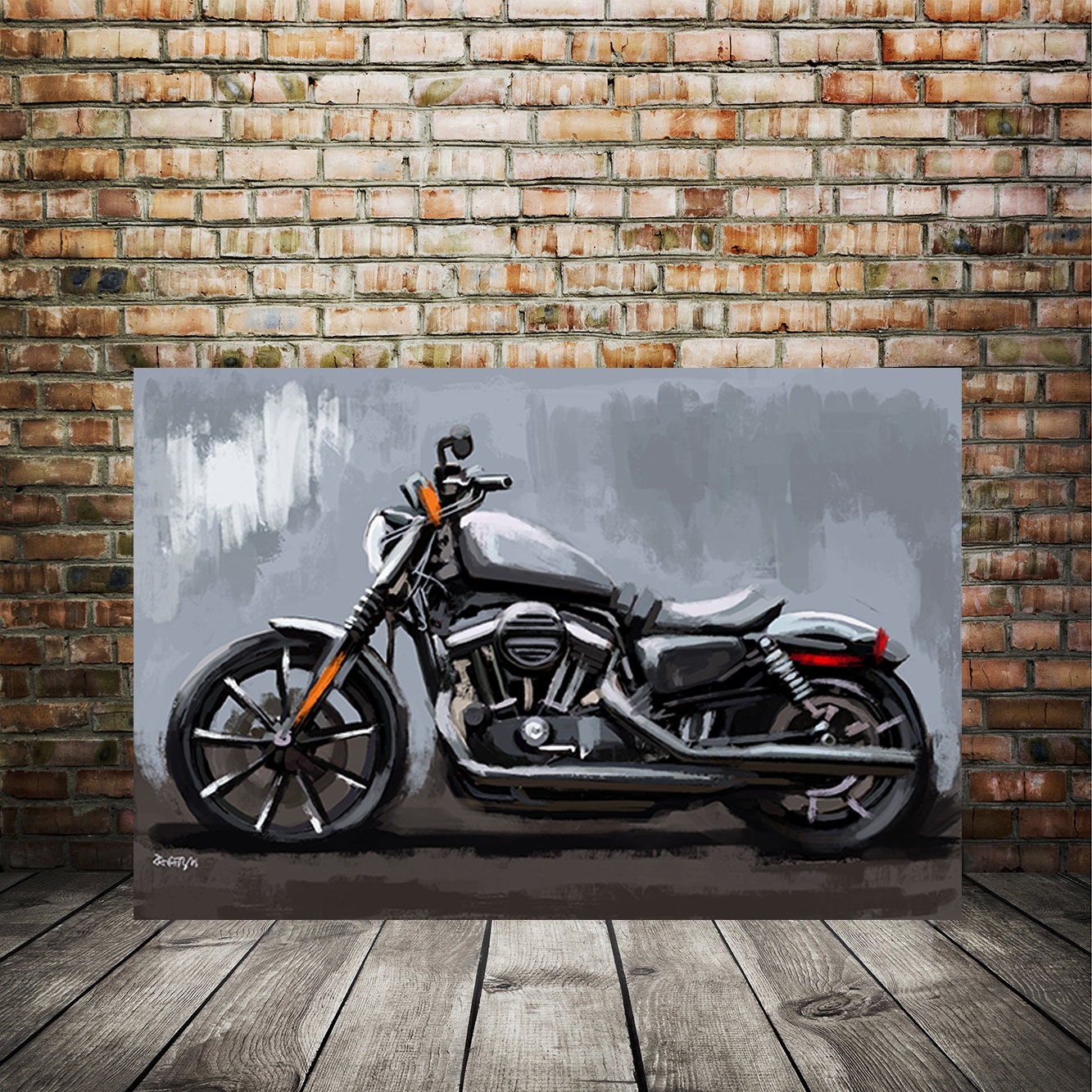 Harley Motorcycle Art, Motorcycle Canvas Print, Bike Enthusiast Art ...