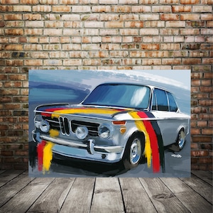 BMW 2002 german automotive art, BMW canvas print, husband gift ideas, custom car art, automotive enthusiasts gift, car culture decor