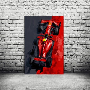Race car art, Automotive painting, F1 Ferrari art print, automotive art print, Canvas F1 Print, teen room decor, canvas print, guy gift
