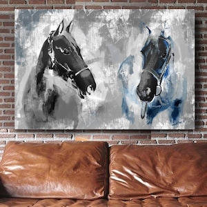 Horses art painting, art of horses, horse art print, canvas home decor, two horses art print, framed art decor, Horse canvas print