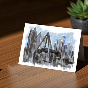 Cartão da cidade de Detroit, cartão de aniversário de Detroit, cartões de Michigan, cartão de punho de Detroit, horizonte de Detroit Michigan, conjuntos de cartões, cartões personalizados