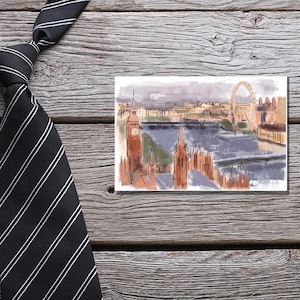 London Stadt Karte, Aquarell Kartenset London, England Kunst, Persönliche Karte für Reisende, Geburtstagskarte personalisiert