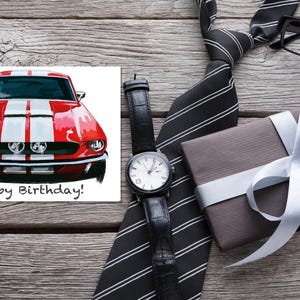 Cartão de aniversário Mustang, cartão de agradecimento clássico Ford Mustang, aniversário de cartões de carro, conjunto de cartões de aniversário, cartões pessoais